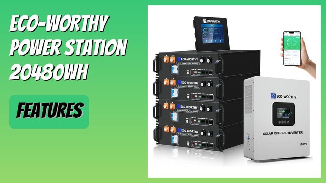 ECO-WORTHY home power station with an inverter and rack-mounted lithium batteries