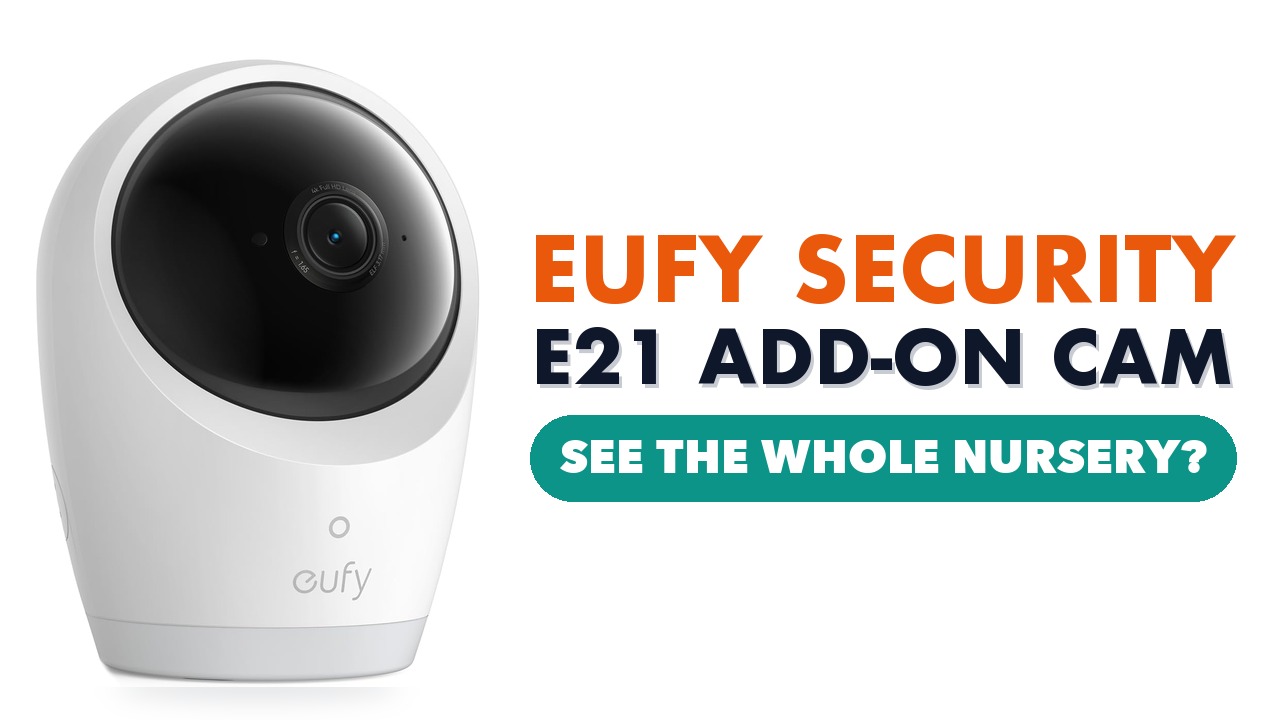 eufy Security E21 Add-On Camera, a white pan-and-tilt camera with a black lens dome, on a white background