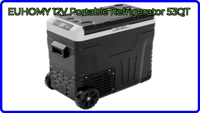 EUHOMY 12V portable refrigerator with wheels and handles