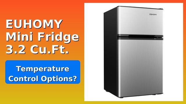 EUHOMY silver two-door mini fridge with freezer compartment