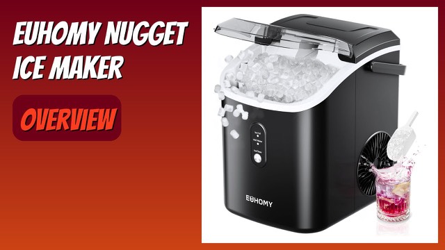 EUHOMY black countertop nugget ice maker with handle