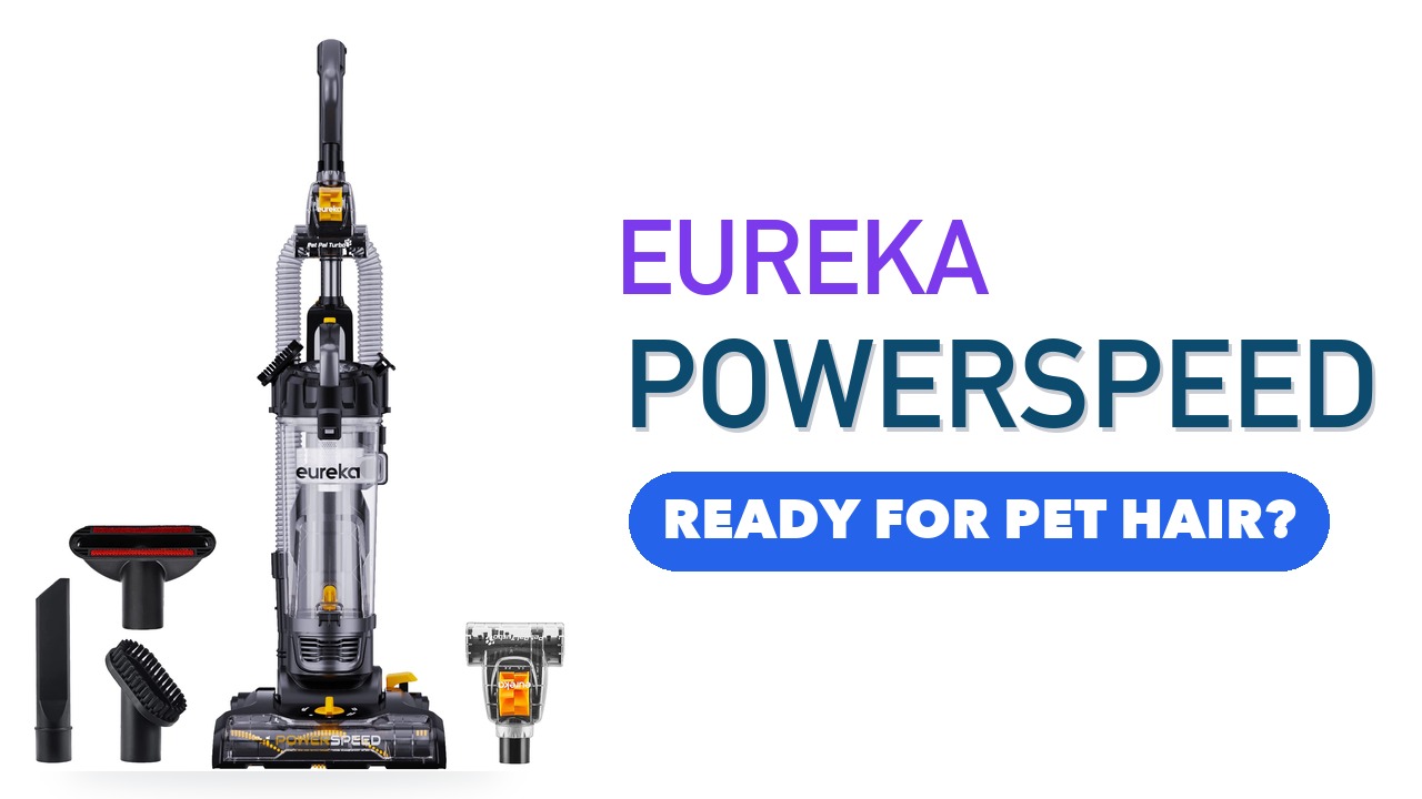Eureka PowerSpeed NEU181D upright vacuum in yellow on a white background