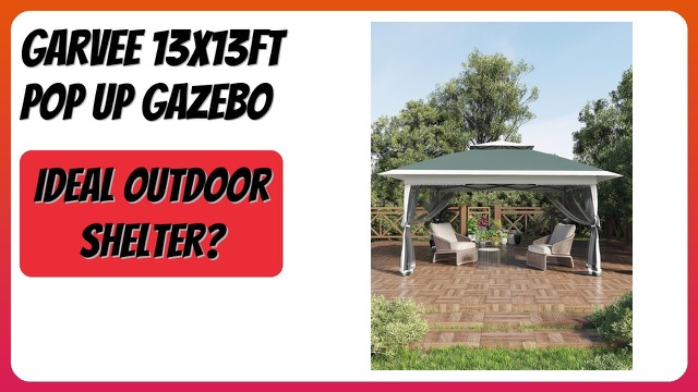 Garvee 13x13 ft pop-up gazebo with mosquito netting in dark army green and hemp grey