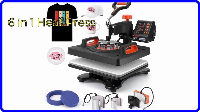 Garvee 6-in-1 swing-away heat press in black with mug and cap attachments
