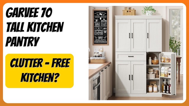 Garvee 70-inch tall kitchen pantry cabinet with doors and shelves