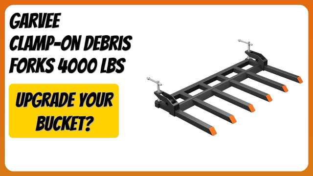 Garvee black clamp-on debris forks with six tines for a tractor bucket