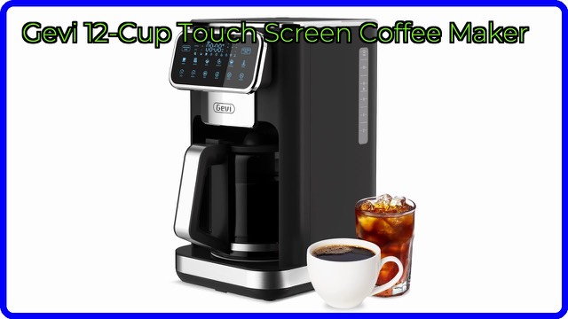 Gevi 12-cup drip coffee maker in black with touch screen