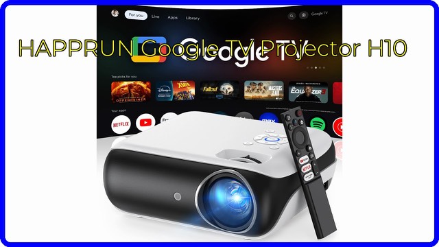 HAPPRUN portable Google TV projector shown from the front