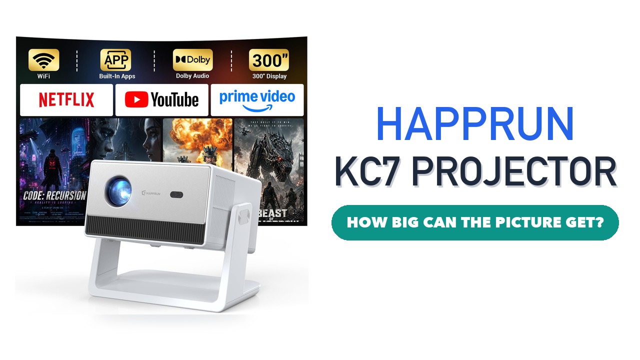 HAPPRUN KC7 compact smart projector on a white background