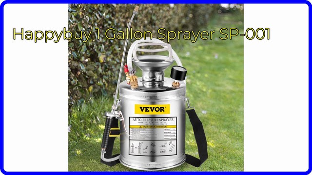 Happybuy 1 gallon stainless steel hand pump sprayer with wand and hose