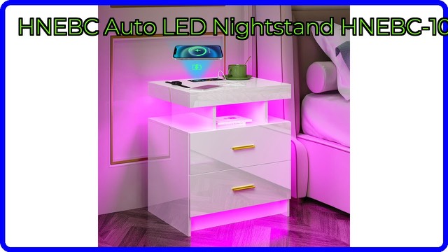 HNEBC high gloss white LED nightstand with two drawers