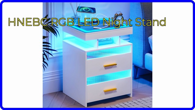 White HNEBC nightstand with glass top, RGB lighting and two drawers