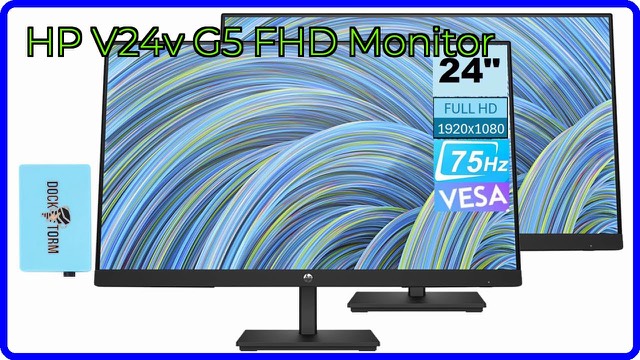 HP V24v G5 23.8-inch monitor in black on a desk