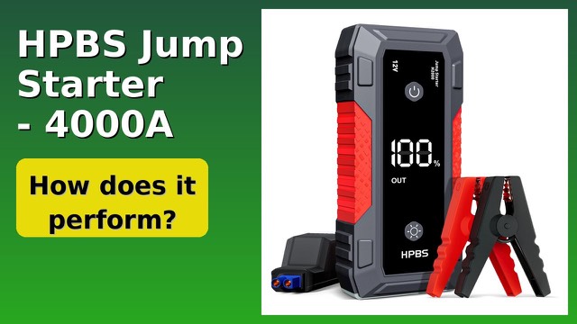HPBS H2000 red portable jump starter with clamps and LCD display