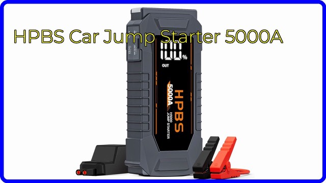 HPBS H5000 portable car jump starter with clamps and LCD display