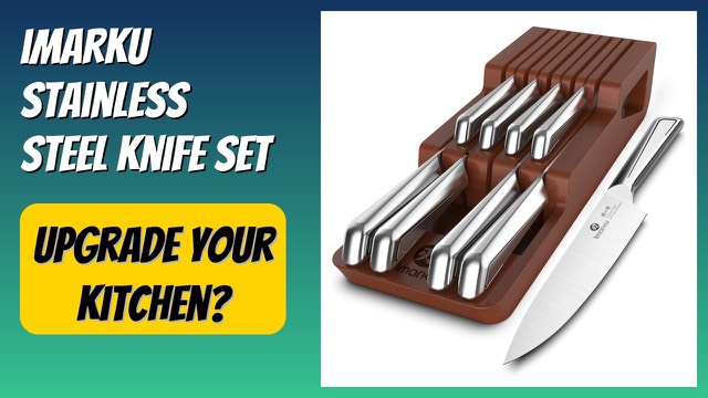 imarku 10-piece knife set in a wooden in-drawer organizer