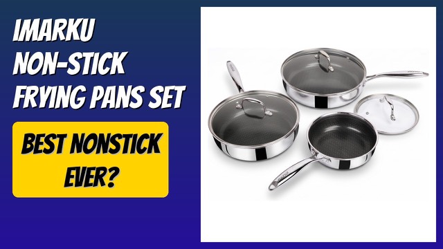 imarku set of three hybrid nonstick frying pans with glass lids
