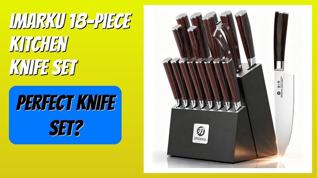 imarku 18-piece kitchen knife set with wooden block