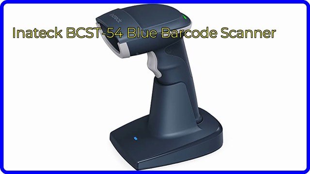 Inateck BCST-54 blue wireless barcode scanner on its smart base