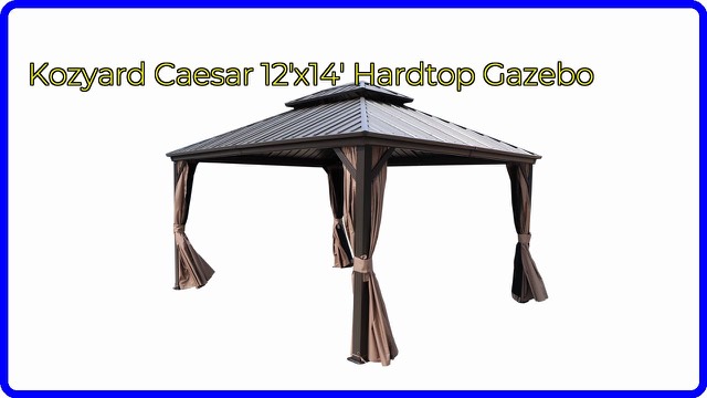 Kozyard Caesar brown hardtop gazebo with double metal roof on a patio