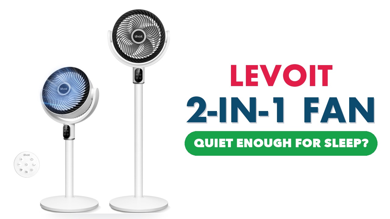 Levoit 2-in-1 pedestal and tabletop fan in white on a white background