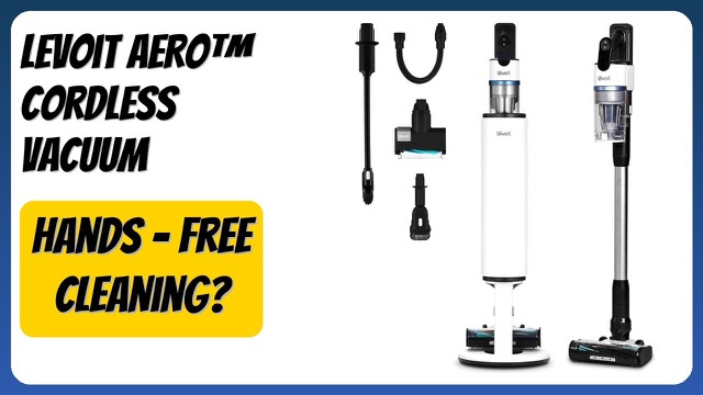Levoit AERO cordless stick vacuum standing in its auto-empty station