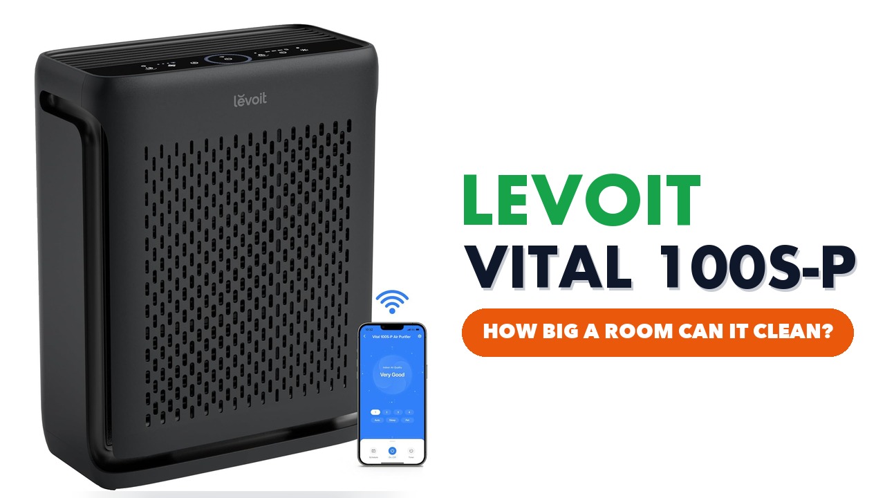 Levoit Vital 100S-P black smart air purifier on a white background
