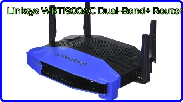 Linksys WRT1900AC wireless router in blue and black with four antennas