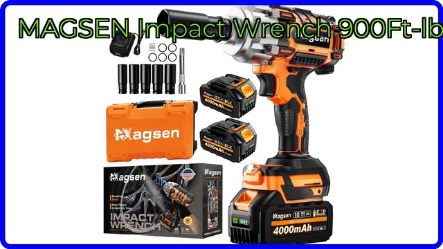 MAGSEN M-1200 cordless 1/2-inch impact wrench with batteries and sockets