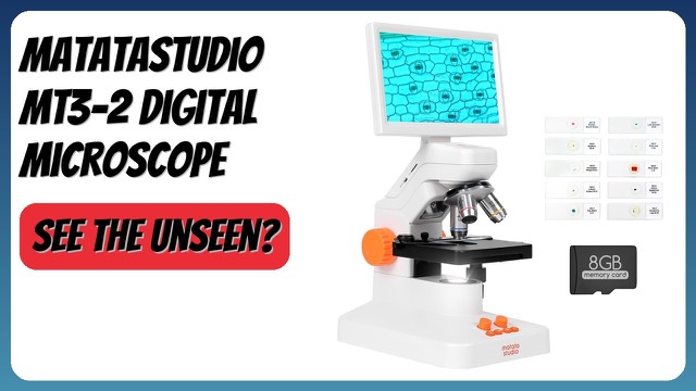 MatataStudio MT3-2 digital microscope with 7-inch screen and slides