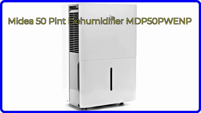 Midea 50-pint smart dehumidifier in white on wheels
