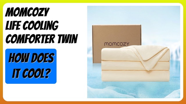 Momcozy CoolMurm cooling comforter in beige yellow on a twin bed