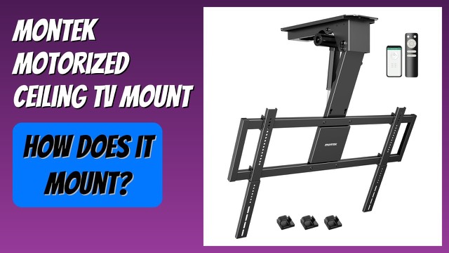 monTEK motorized flip-down ceiling TV mount in black