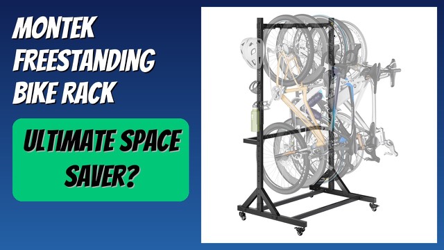 monTEK matte-black freestanding vertical bike rack holding five bikes