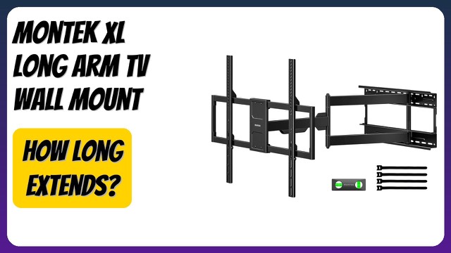 monTEK extra-long arm full-motion TV wall mount holding a large TV