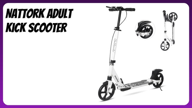 Nattork white folding kick scooter for adults and teens