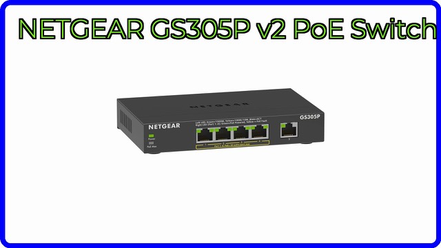 NETGEAR GS305P five-port gigabit PoE switch, compact desktop unit