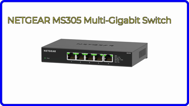 NETGEAR MS305 five-port Multi-Gigabit Ethernet switch in a black metal case