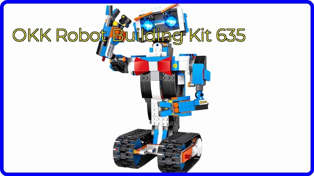 OKK robot building kit with 635 pieces assembled into a tracked robot