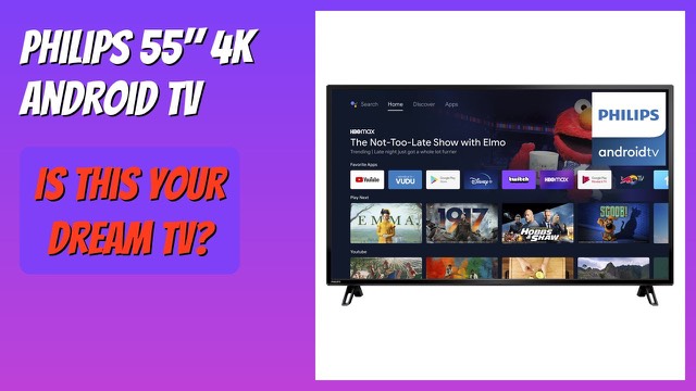 Philips 55-inch 4K UHD LED Android smart TV on a stand