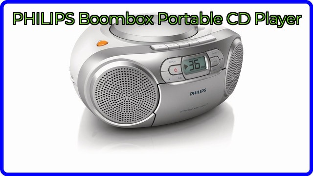 Silver Philips AZ127 portable boombox with CD and cassette decks