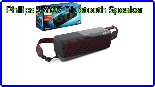 Black Philips S7807 portable Bluetooth speaker with carry strap