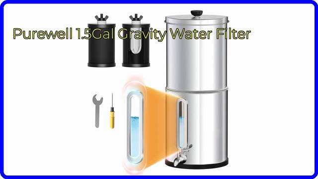Purewell stainless steel countertop gravity water filter with water-level window