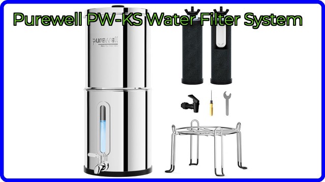 Purewell stainless steel countertop gravity water filter with stand