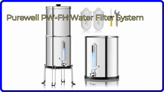 Purewell stainless steel countertop gravity water filter with two filters and stand