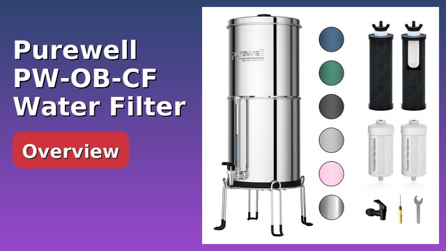 Purewell stainless steel countertop gravity water filter with metal spigot and stand