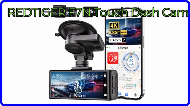 REDTIGER F7N Touch dash cam with touchscreen and rear camera