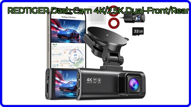 REDTIGER F7NP front and rear dash cam with adhesive mount