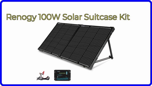 Renogy 100 watt folding solar suitcase with kickstand in a canvas case