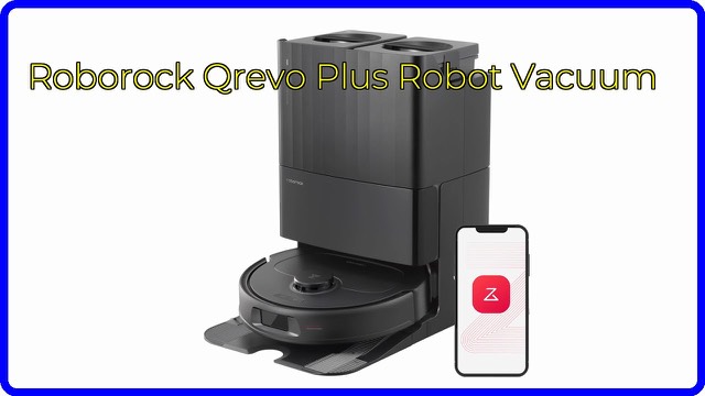 Roborock Qrevo Plus black robot vacuum and mop with its self-emptying dock
